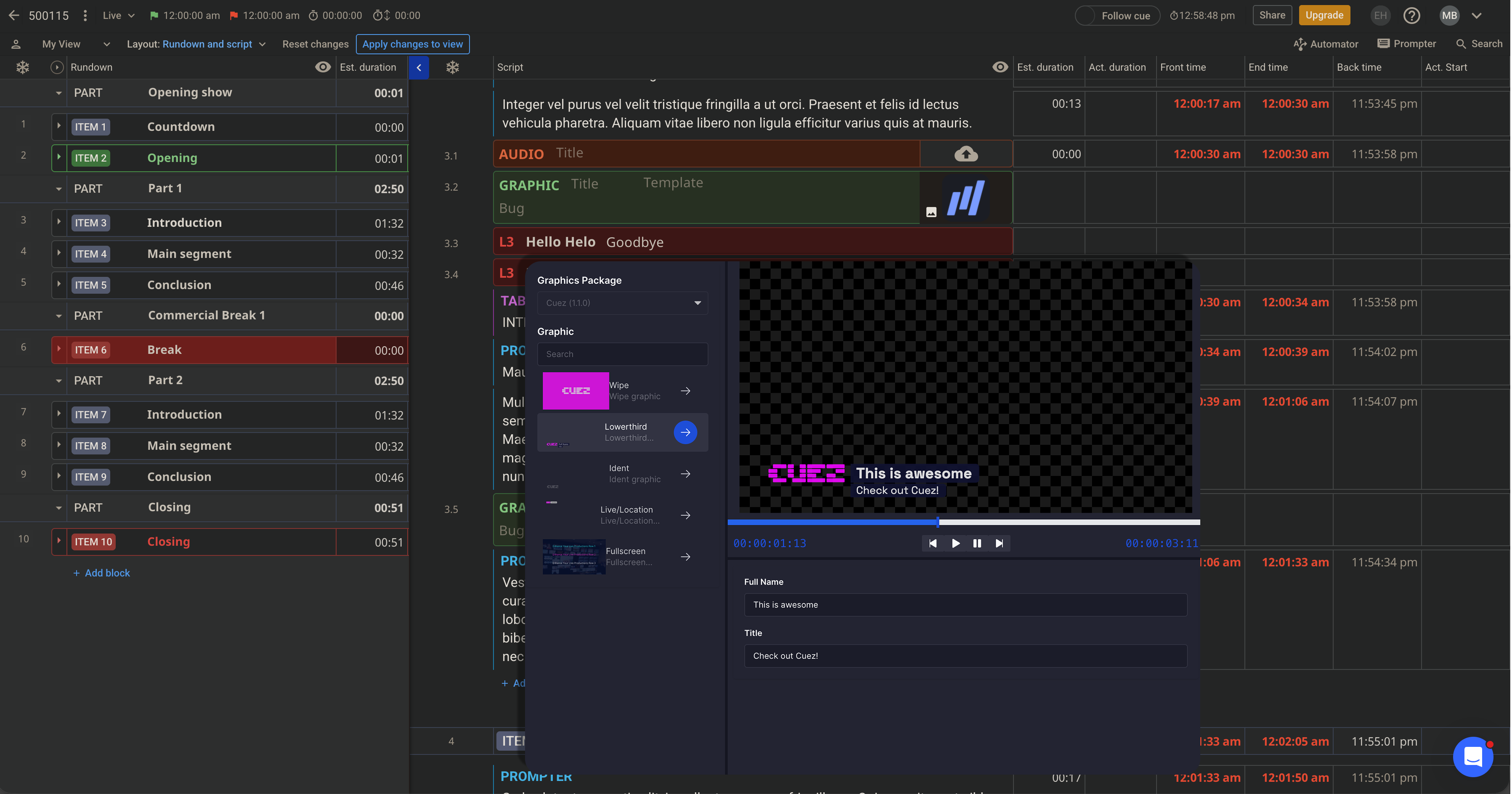 MXMZ and Cuez showcase an integrated rundown-to-air workflow